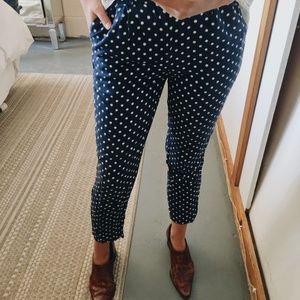 Madewell Navy & White Polka Dot Ankle Trousers